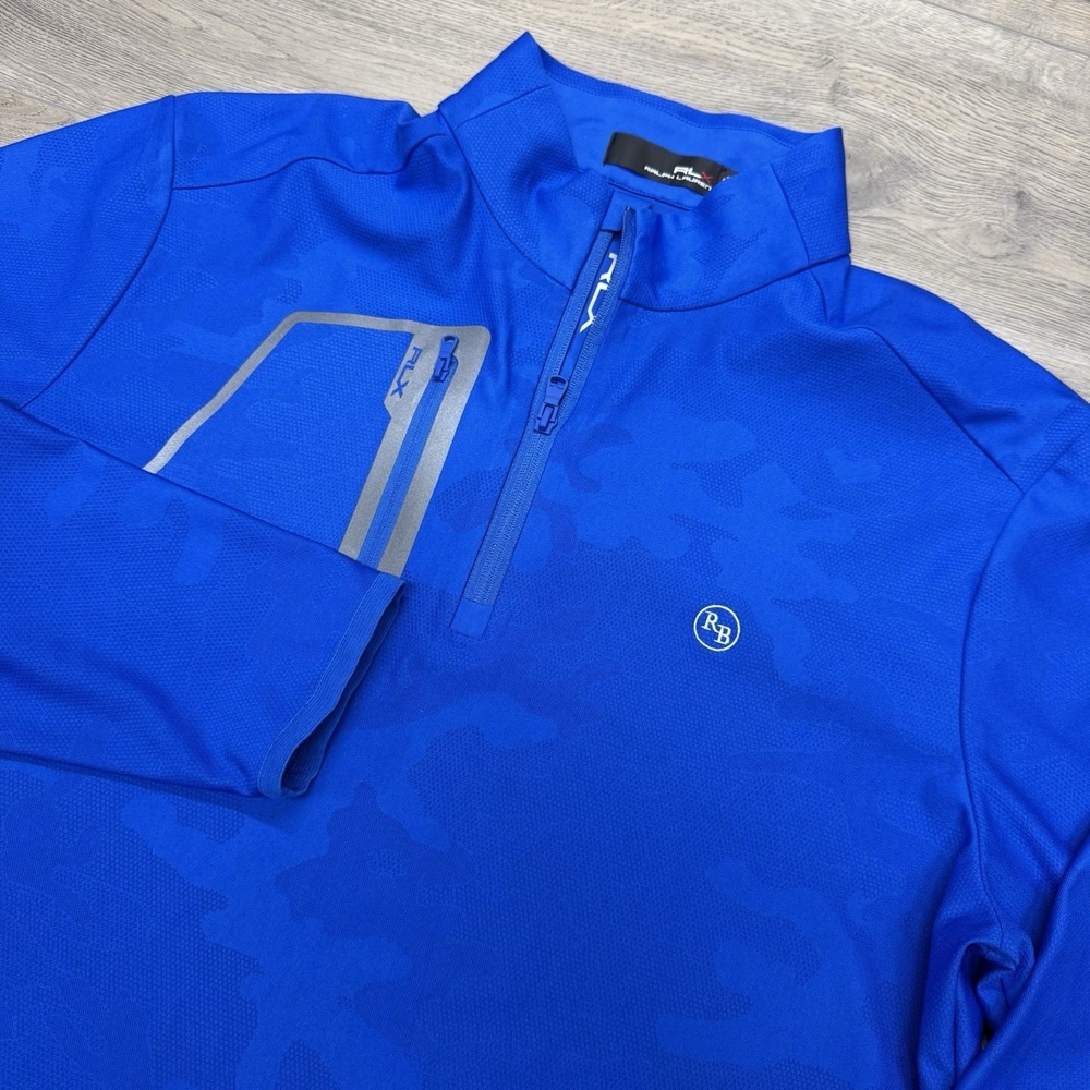 RLX Ralph Lauren Blue 1/4 Zip Pullover Men's Sz L Golf Preppy RB LOGO